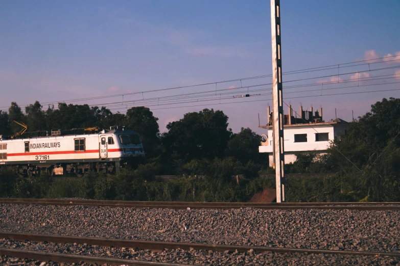 train crossing and the power pole on one side