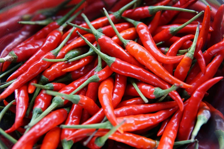 a bowl filled with fresh red peppers