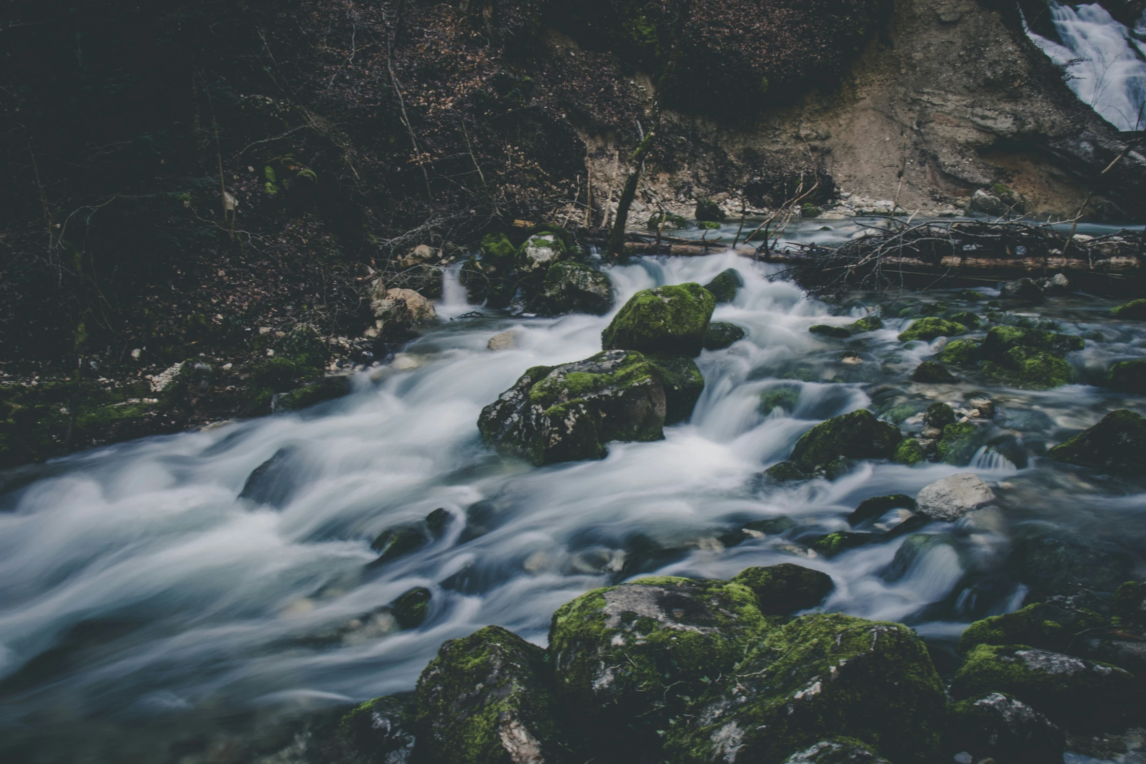 the water rushing down the rocks is very peaceful