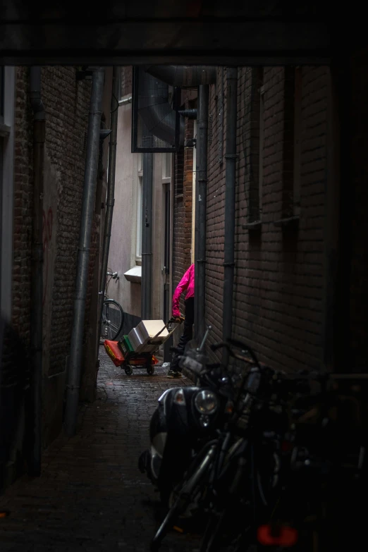 a street that has many bikes parked in it