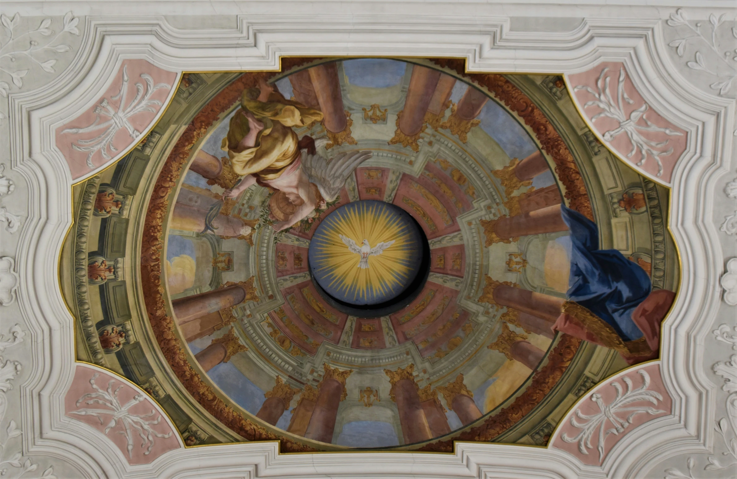 this is a ceiling painted with a religious painting