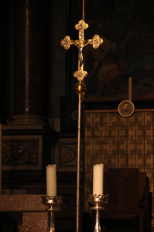 a candle on display on the floor