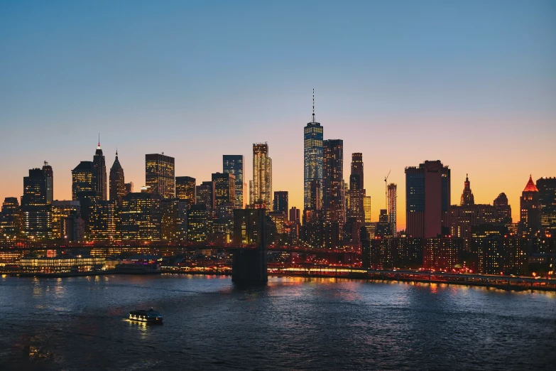 there is a view of the skyline from across the water