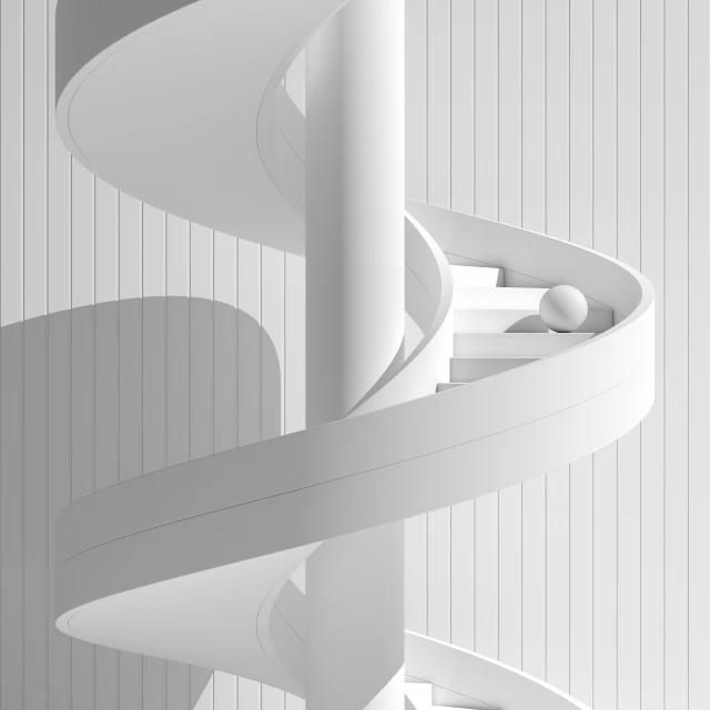 an abstract s of spiral stairs against wall
