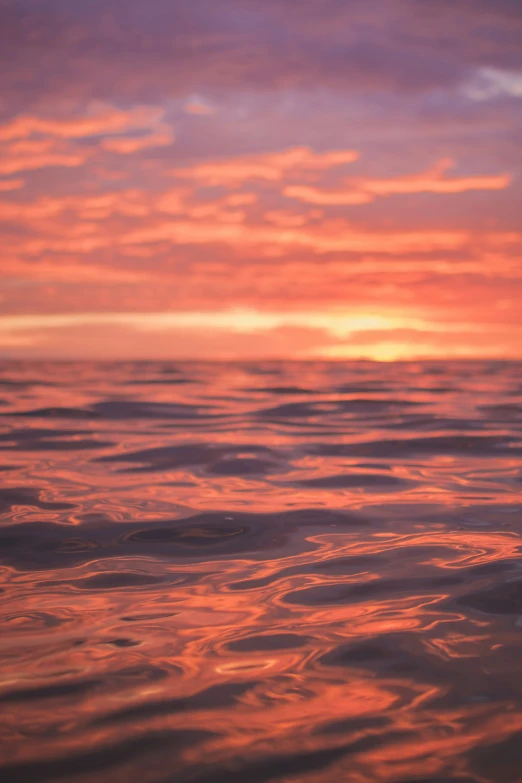 a po of the sky and water at sunset