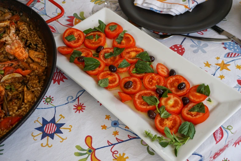 there is some food sitting on the table next to the pan