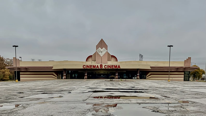 a view of a large building in an industrial area