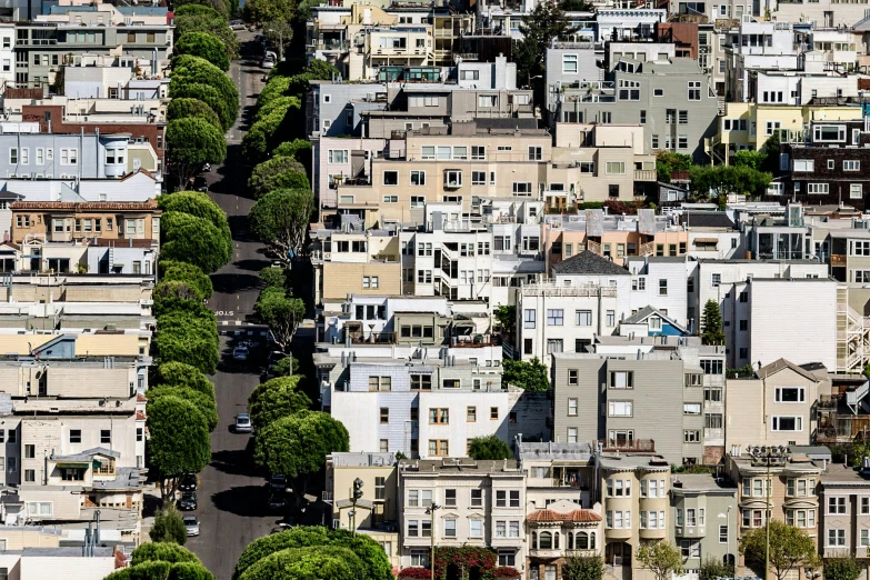 view of the streets and houses from the top of a hill