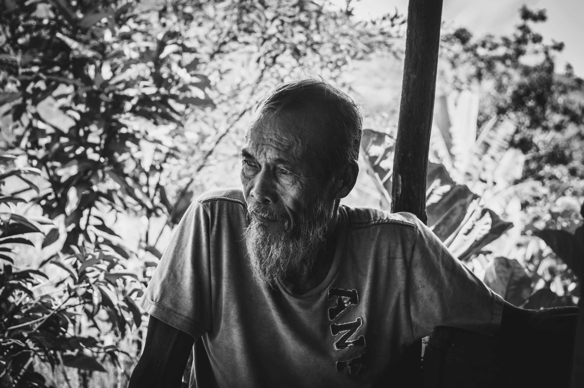 a black and white po of an old man