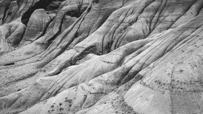 black and white pograph of layers of dirt and rocks