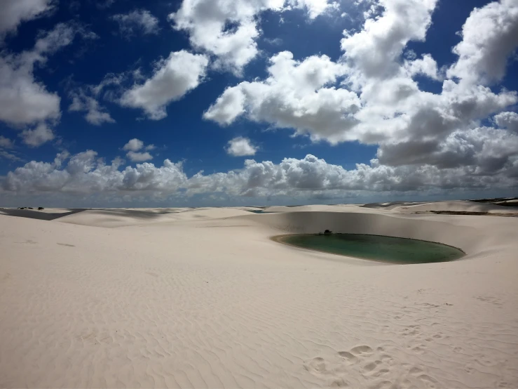 a few clouds over a lake of water