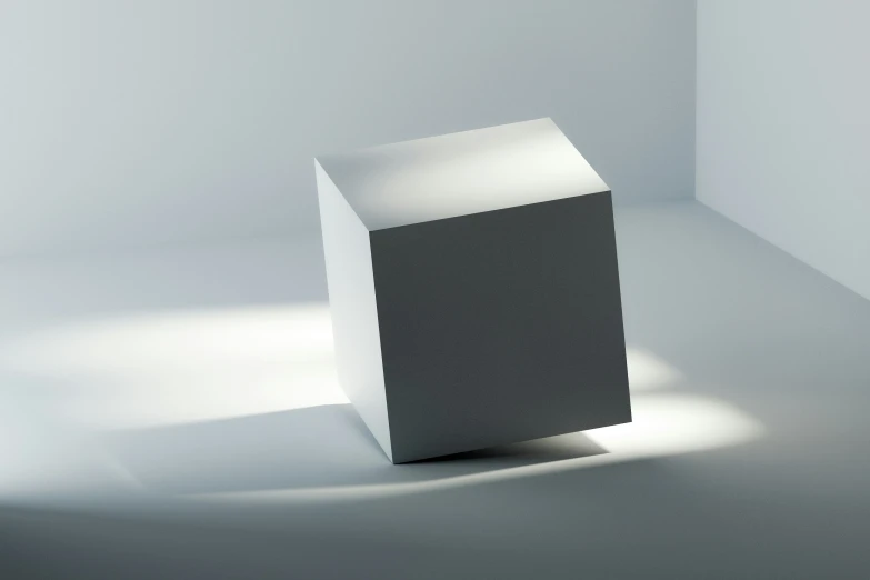 a dark box is placed in the middle of a room