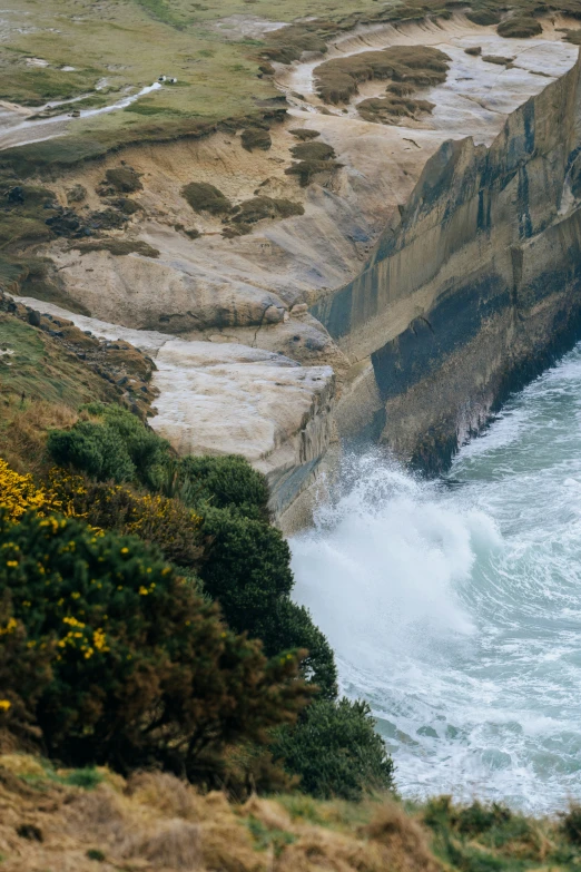 the cliffs and ocean are covered with lots of water