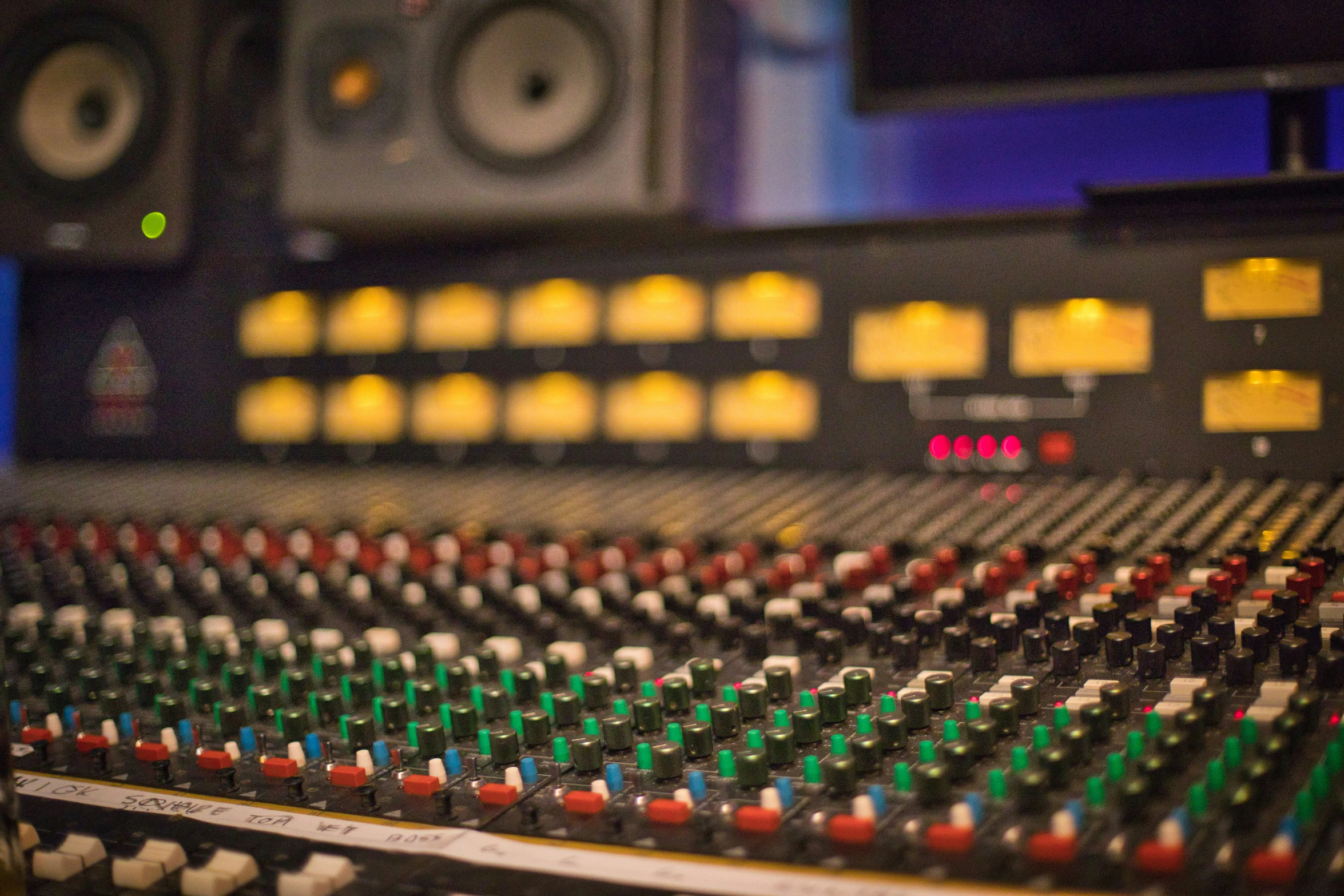 a large sound board and some lights