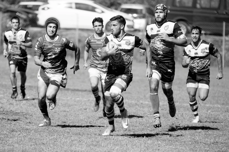 a rugby team in action during a game