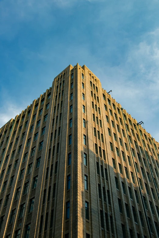 the top view of the tall building with several windows