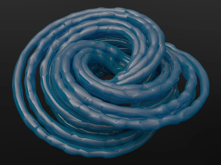 several coils in blue on a black background