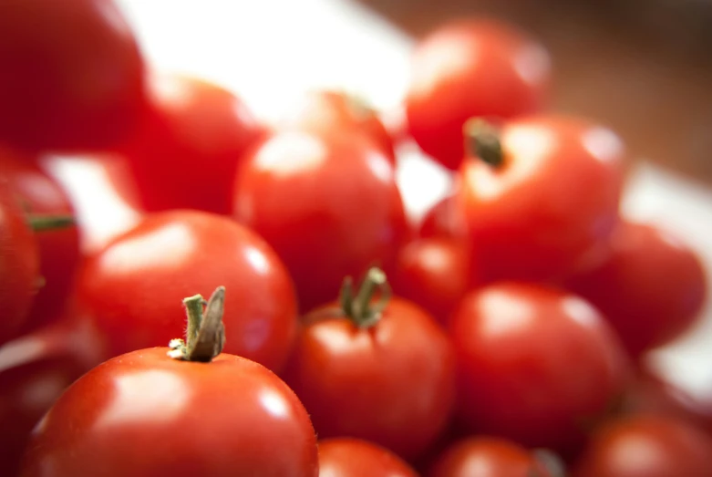 a close up of some red tomatoes