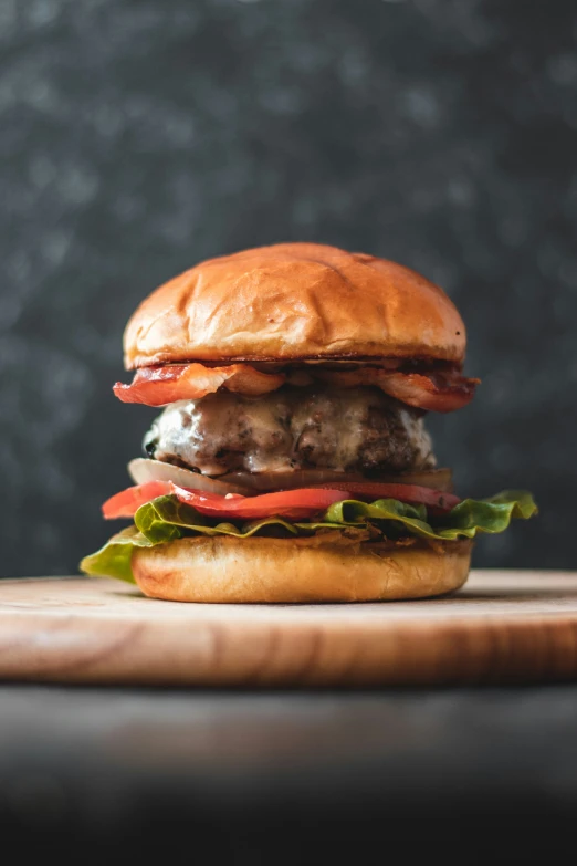 the burger is ready to be eaten on the counter