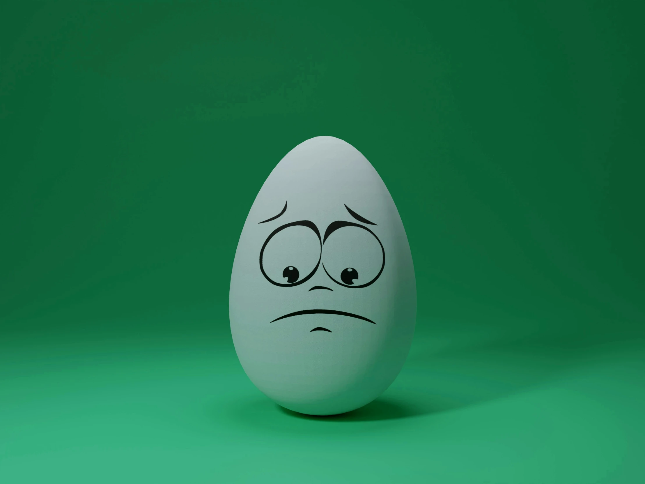 an egg with eyes drawn on it is shown with a green background