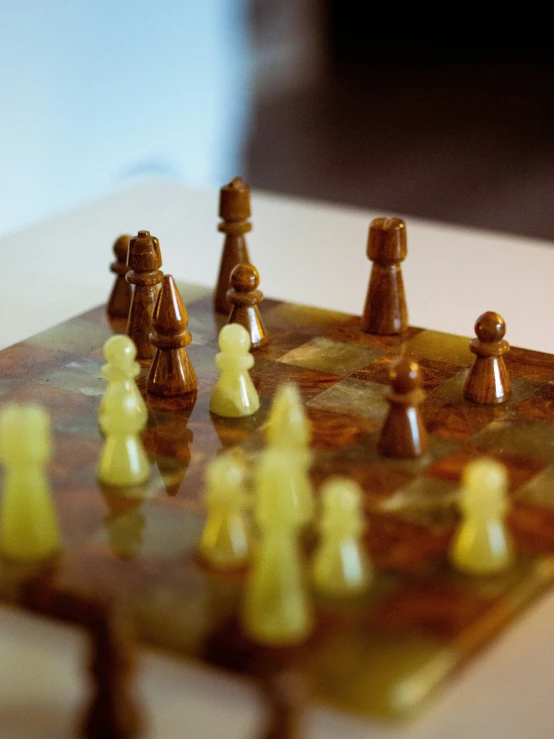 a chess game is shown as blurry image