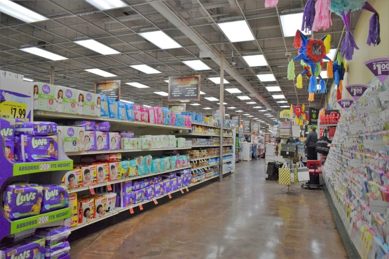 a large variety of supplies for sale are in a store