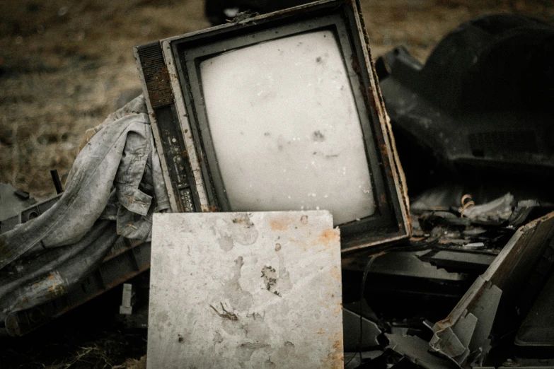 a worn and out computer with a broken screen