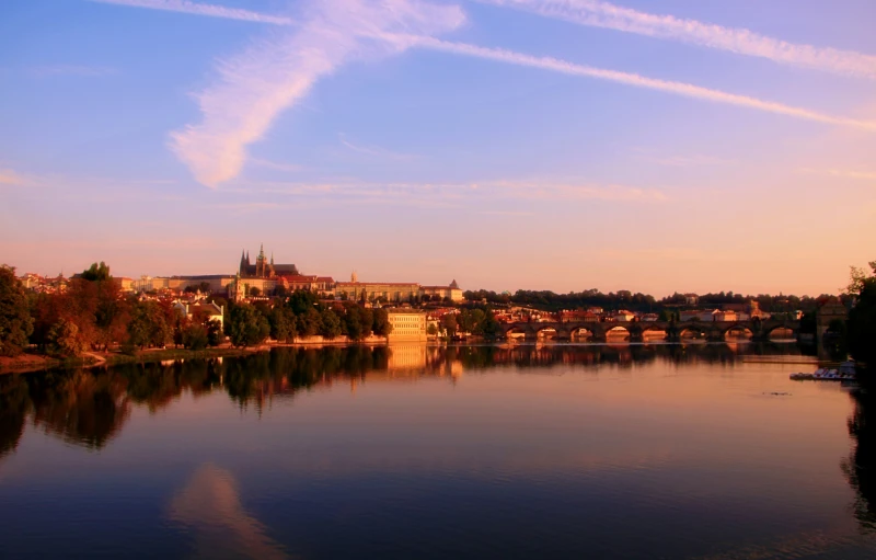 a view of a town and a river