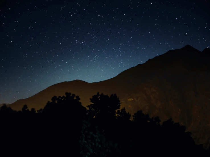 the stars above a mountain on a clear night