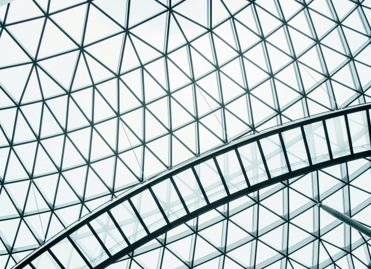 the ceiling in a building with metal rods