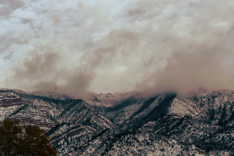 a po of the mountains on a cold winter day