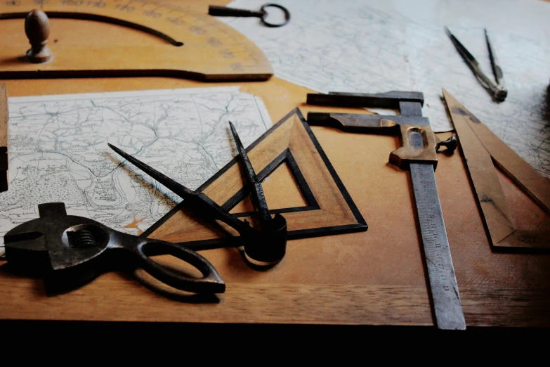 the different tools are placed on a table