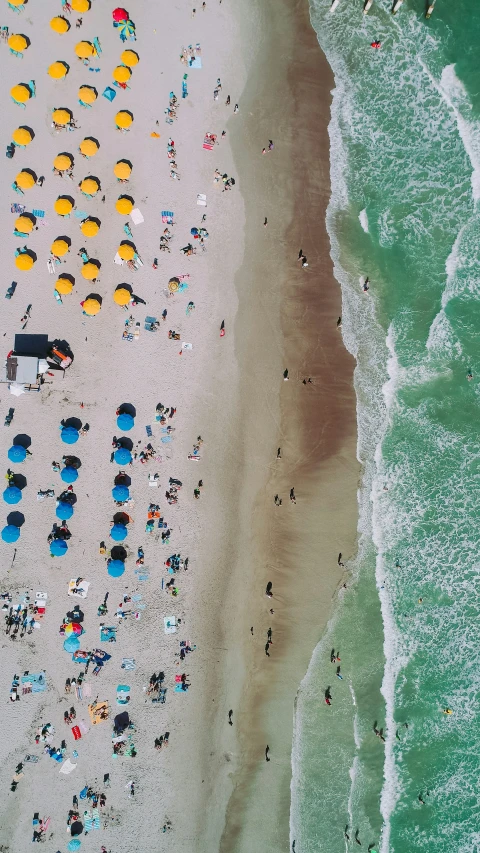 top down s of an overhead view of several colorful beach chairs