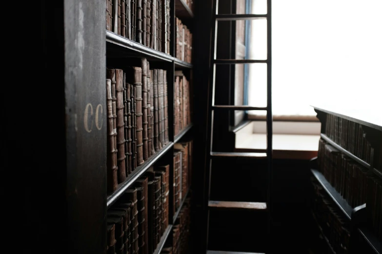 a room with shelves and an empty chair