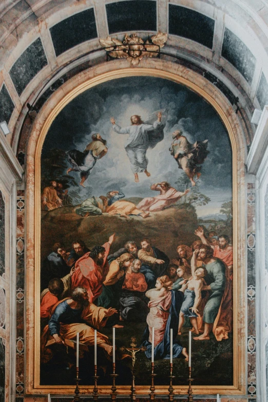 an artistic painting on the wall of a church