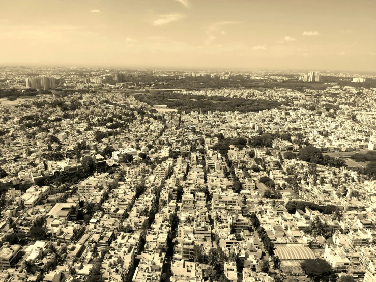 an aerial view of a city with many buildings