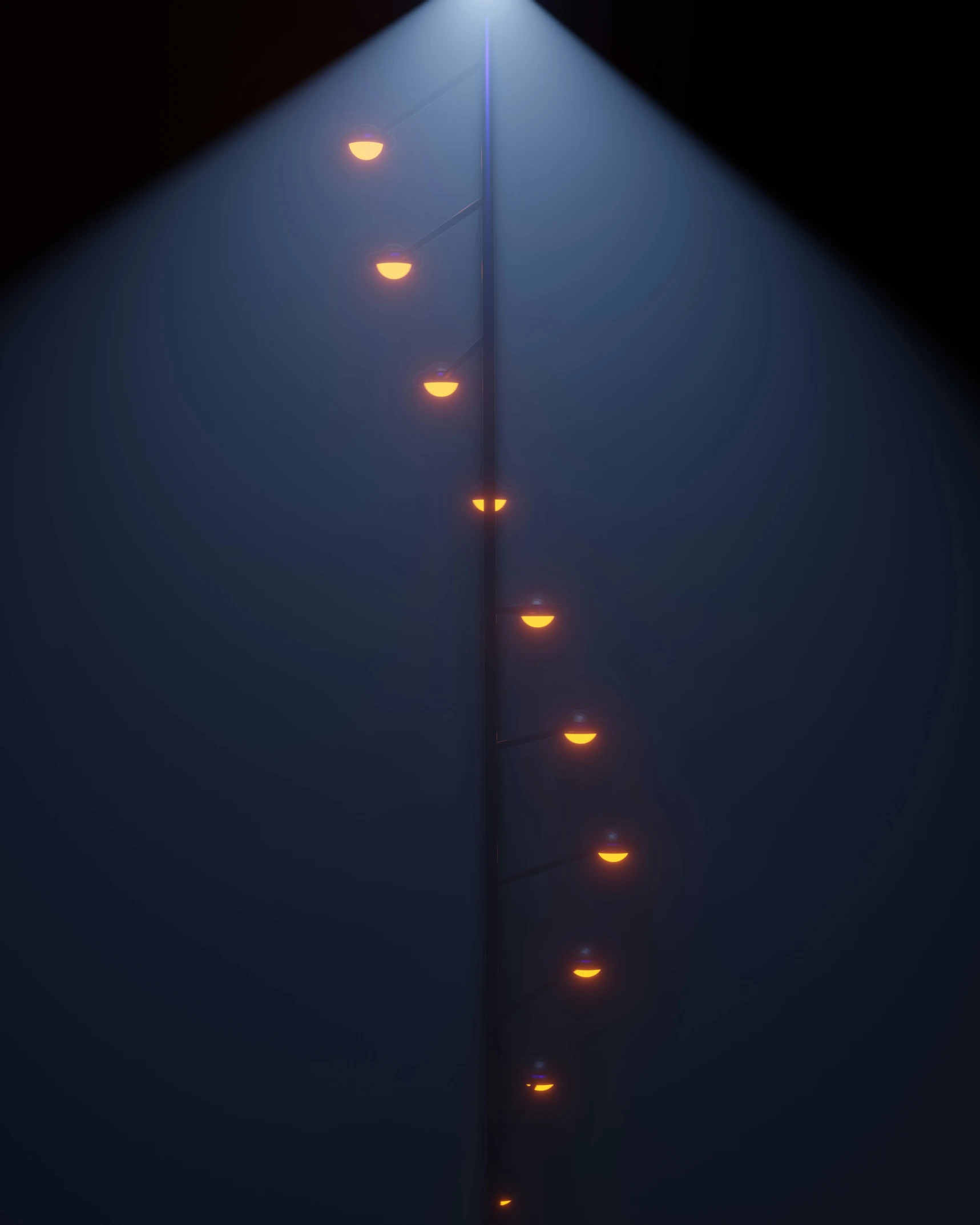 some light is shining down a tall tube with bright lights