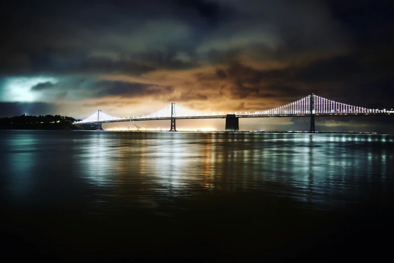 a view of the bay bridge from across the bay