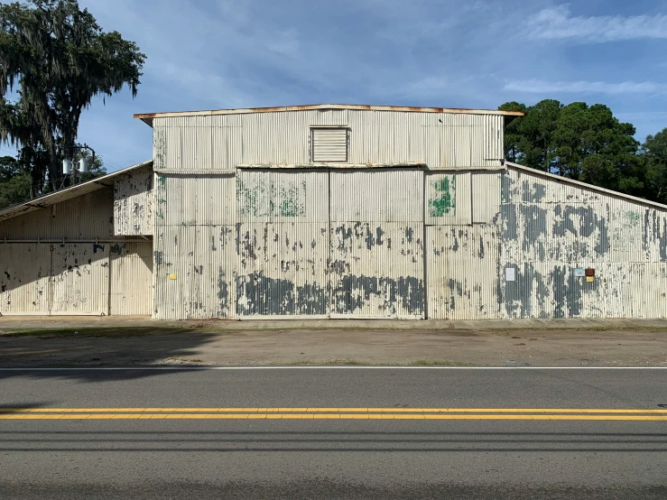 the large industrial shed has been made into a temporary home