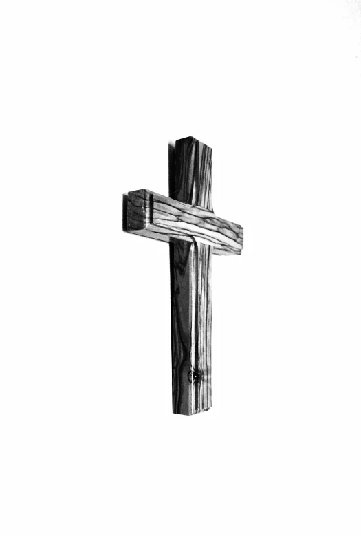 black and white picture of a wooden cross