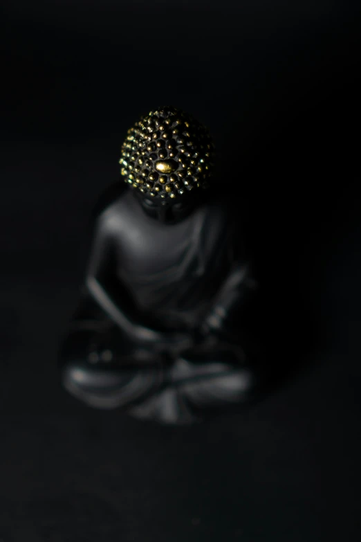 a small buddha statue sitting on the ground