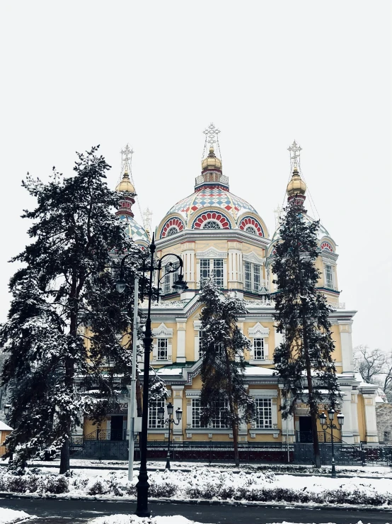 this is an ornate church on a cloudy day