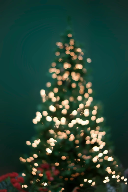 a small, glowing christmas tree in the corner of a room