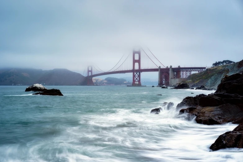 the bridge has two sections of a bridge to support it