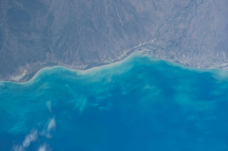 an aerial view of the ocean from space