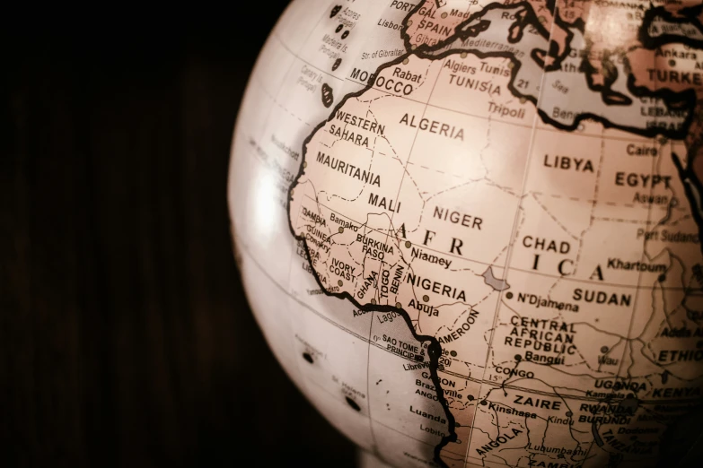 a close up of a globe with a black background