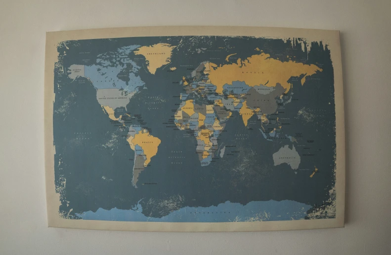 the painting on the wall depicts the world map