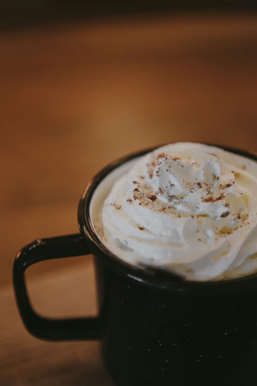 there is whipped cream in the cup and it's foam