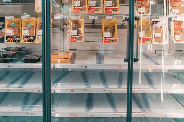 an inside view of a supermarket freezer