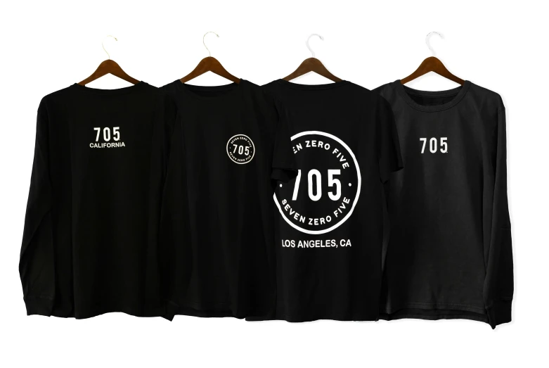 a set of three black shirts with the words jos printed on them